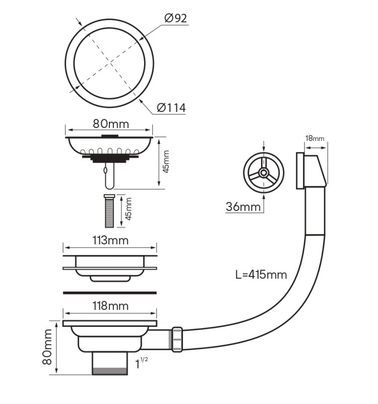 Слив с круглым переливом Paulmark PM6022