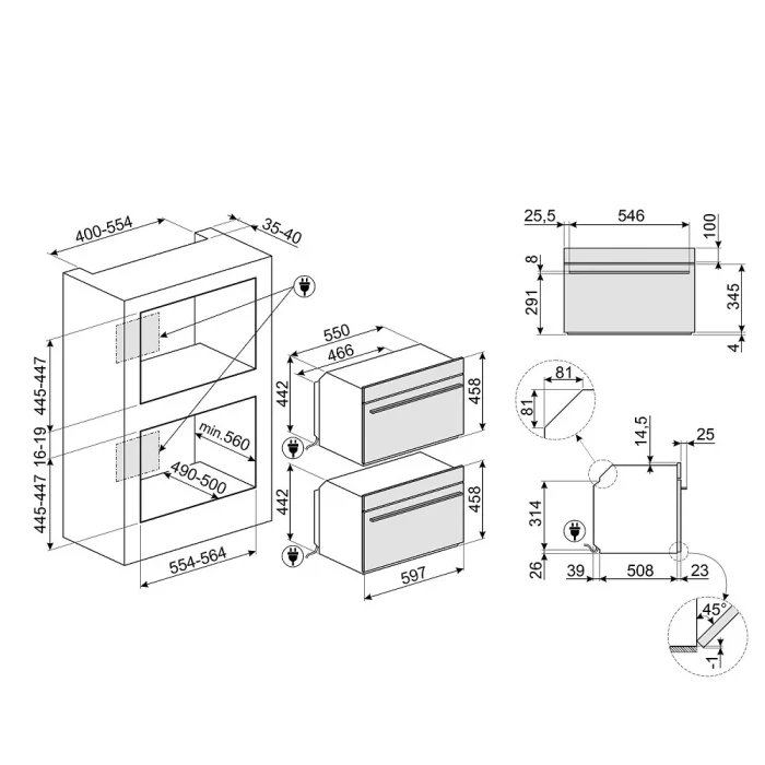 Встраиваемая микроволновая печь Smeg SO4101M0B3