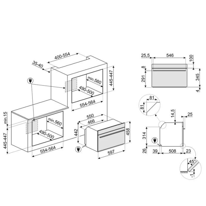 Встраиваемая микроволновая печь Smeg SO4101M0B3