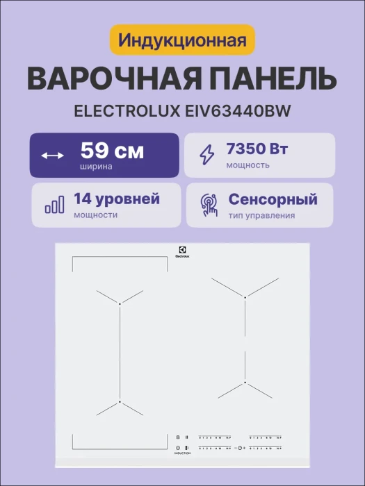 Встраиваемая индукционная панель ELECTROLUX EIV63440BW