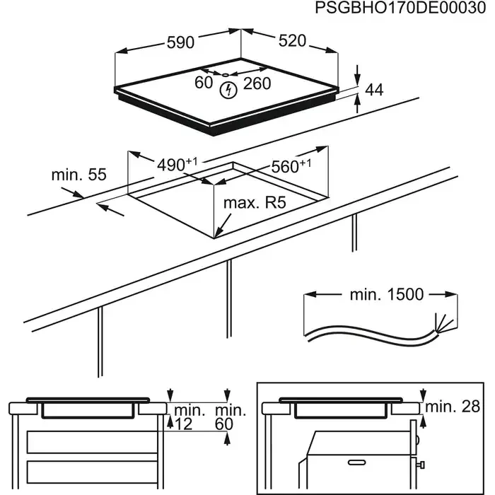 Встраиваемая индукционная панель ELECTROLUX EIV63440BW