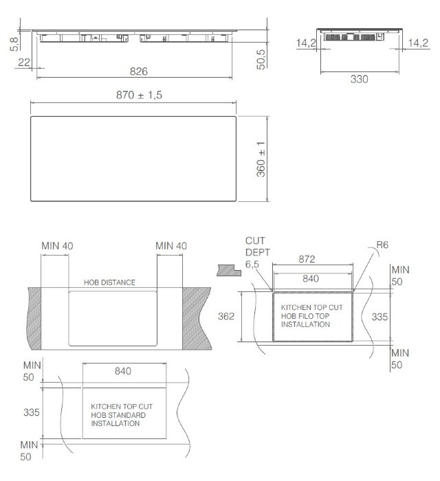 Индукционная варочная панель ELICA RATIO 874 SLIM BL