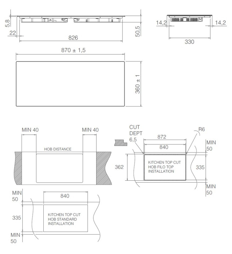 Индукционная варочная панель ELICA RATIO 874 SLIM BL