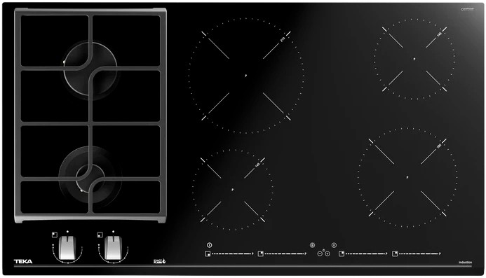 Комбинированная варочная панель Teka Maestro HYBRID JZC 96324 ABN BLACK Чёрная Стеклокерамика