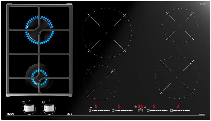 Комбинированная варочная панель Teka Maestro HYBRID JZC 96324 ABN BLACK Чёрная Стеклокерамика