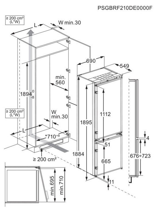 Встраиваемый холодильник Electrolux E7TNGE75S (189,5х69 см)
