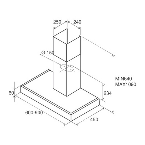 Вытяжка настенная JETAIR  POLA P 60 INX LED