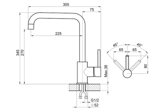 Смеситель GRANULA Kitchen Space KS-7110