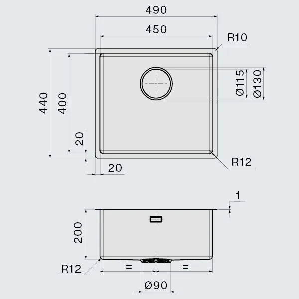 Мойка FALMEC COMO 45 CM INOX